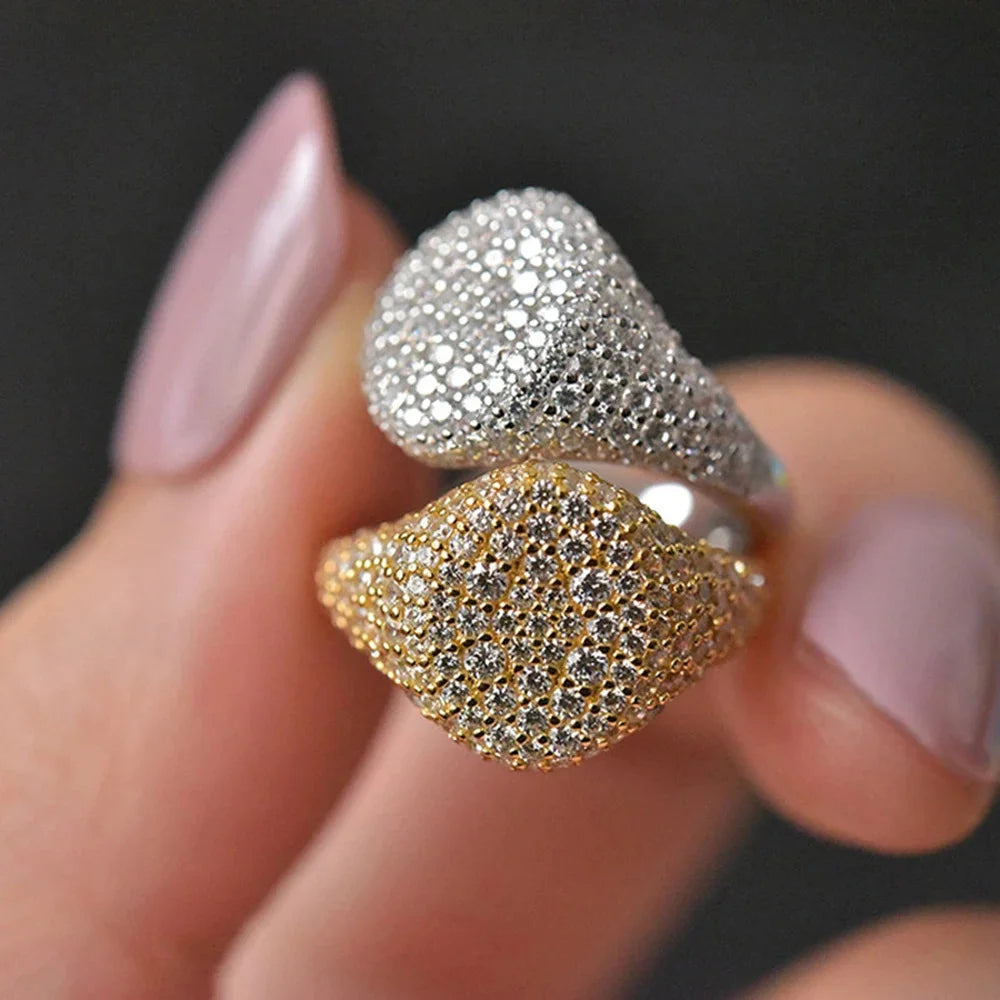 Hip Hop Style 925 Silver Plated Ring for Women - Full Zircon Diamond, Exquisite Jewelry | Fashionable Anniversary Gift