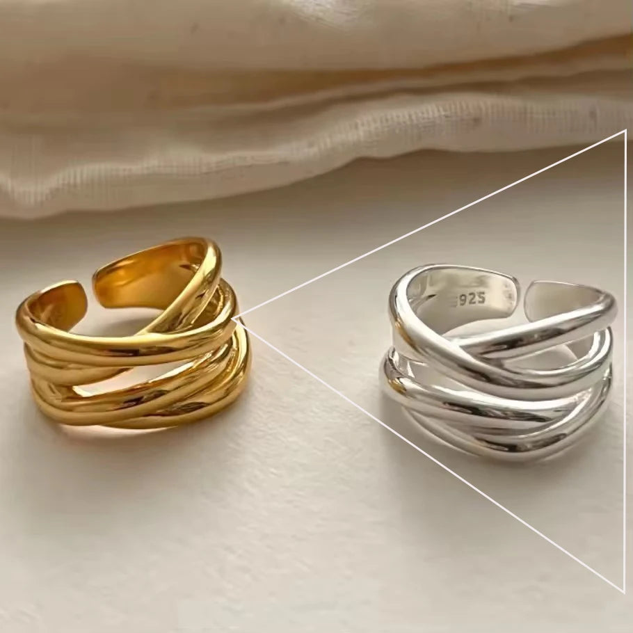 925 Sterling Silver Metal Flower Shell Geometric Rings For Women French Retro Romantic Open Thai