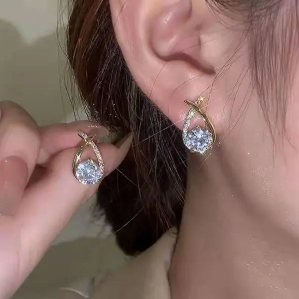 Exquisite Leaves Crystal Flower Stud Earrings For Women AAA Zircon Rose Butterfly Tassel Earring Bride Wedding Party Jewelry