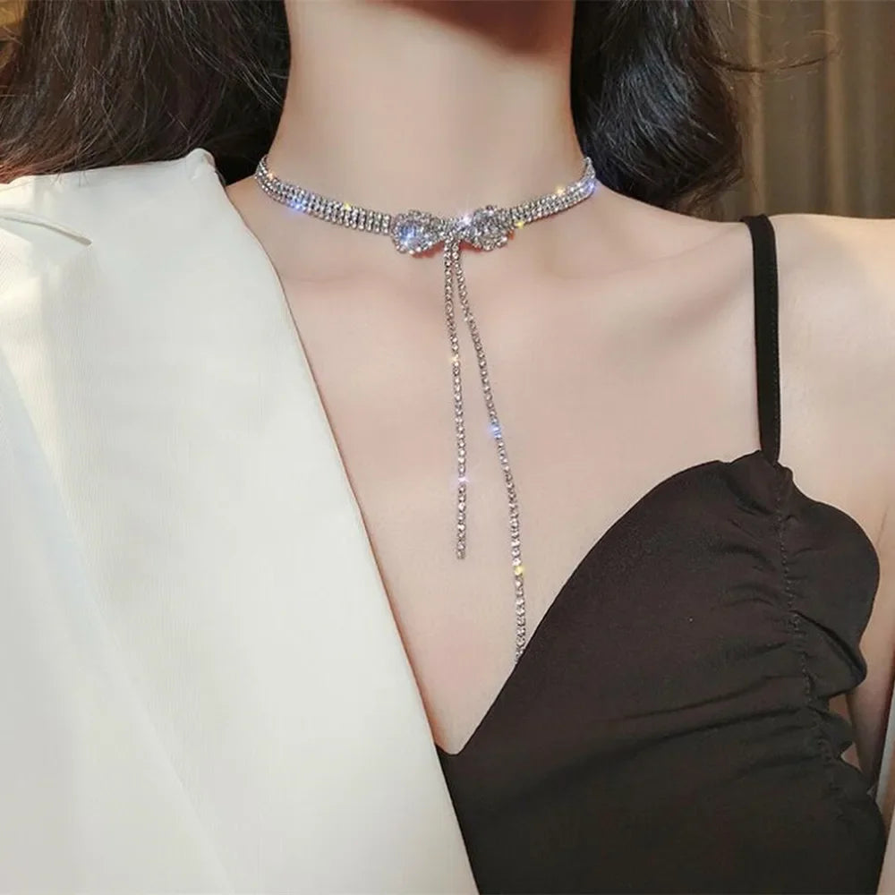 Angel Wings Heart Shape Pendant Necklaces Silver Color 5A Cubic Zirconia Minimalist Style Clavicle Chain Women and Girl Jewelry