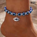 Classic Turkish Lucky Evil Eye Anklets For Women Blue Evil Eye Palm Butterfly Owl Pendant Beads Ankle Handmade Charm Jewelry