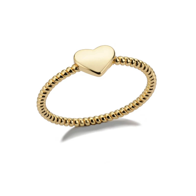 Cute Heart Rings For Women Stainless Steel Gold Color Spiral Twist Finger Ring Aesthetic Wedding Jewelry Anniversary Gift