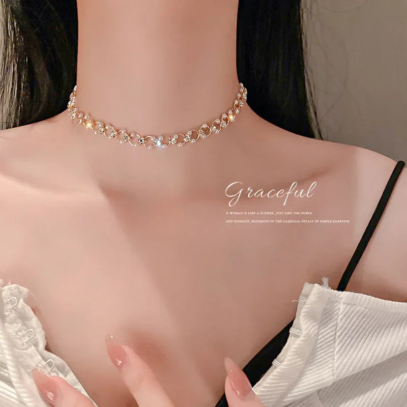 Angel Wings Heart Shape Pendant Necklaces Silver Color 5A Cubic Zirconia Minimalist Style Clavicle Chain Women and Girl Jewelry