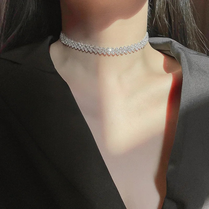 Angel Wings Heart Shape Pendant Necklaces Silver Color 5A Cubic Zirconia Minimalist Style Clavicle Chain Women and Girl Jewelry