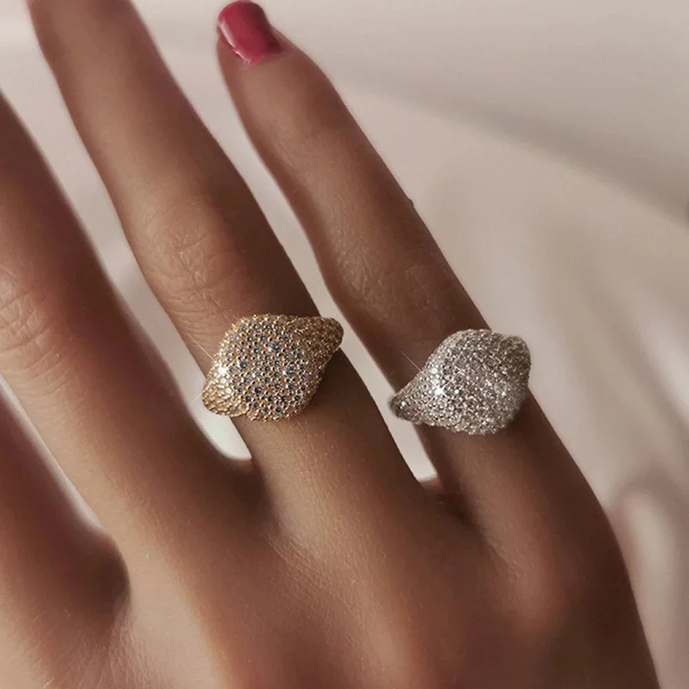 Hip Hop Style 925 Silver Plated Ring for Women - Full Zircon Diamond, Exquisite Jewelry | Fashionable Anniversary Gift