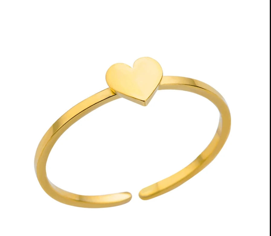 Cute Heart Rings For Women Stainless Steel Gold Color Spiral Twist Finger Ring Aesthetic Wedding Jewelry Anniversary Gift