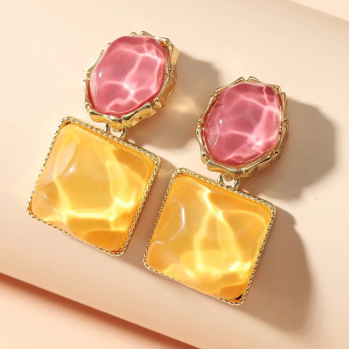 LATS Asymmetry Water Ripple Square Dangle Earrings for Women New Unique Design Light Luxury Earring Fashion Jewelry Accessories