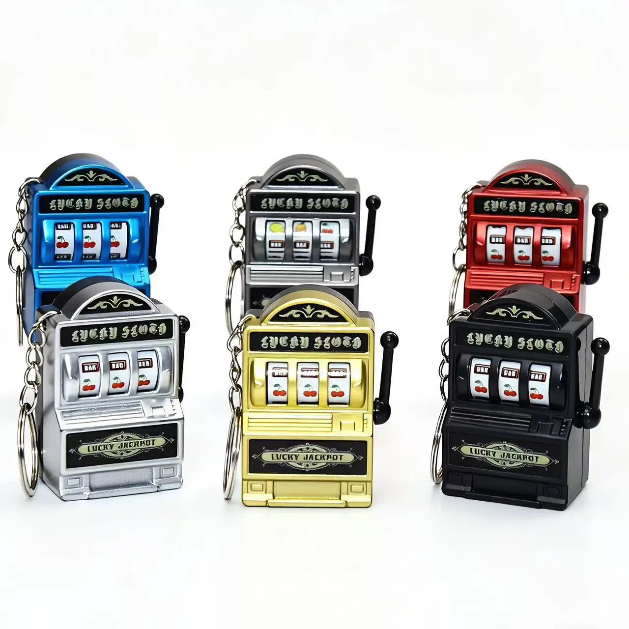 Simple Fashion Trend Keychain Toy Fruit Machine Slot Machine Keychain Personalized Creative Car Pendant Key Ring GiftAccessories