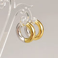 E21 Factory wholesale French metallic texture thick stainless steel gold-plated HOOP earrings with intergold