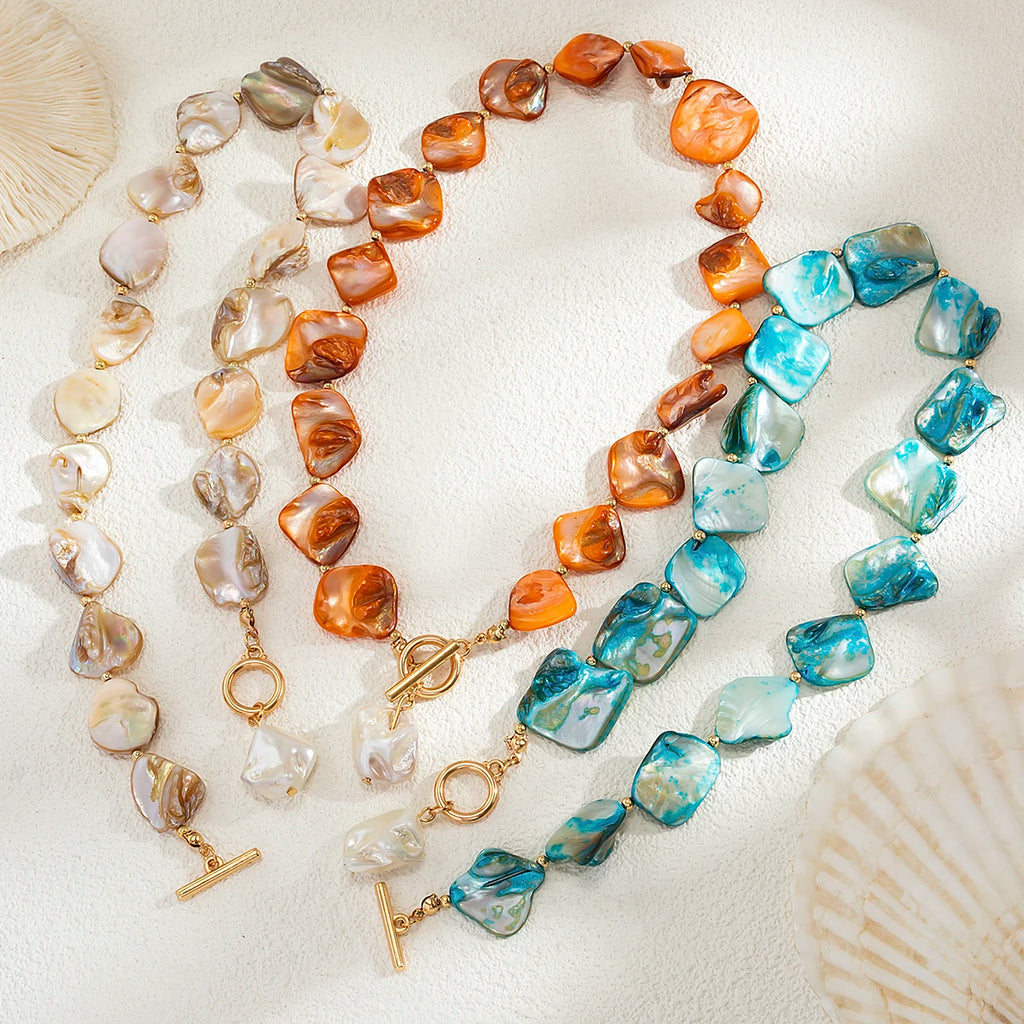 IngeSight.Z New Elegant Baroque Imitation Pearl Pendant Choker Necklace Women Trendy OT Buckle Bead Clavicle Chain Beach Jewelry