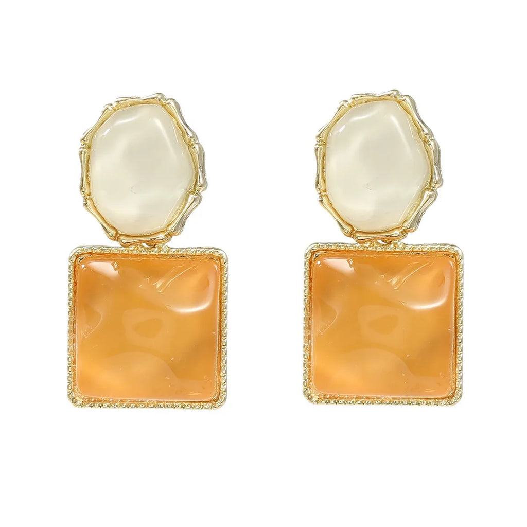 LATS Asymmetry Water Ripple Square Dangle Earrings for Women New Unique Design Light Luxury Earring Fashion Jewelry Accessories