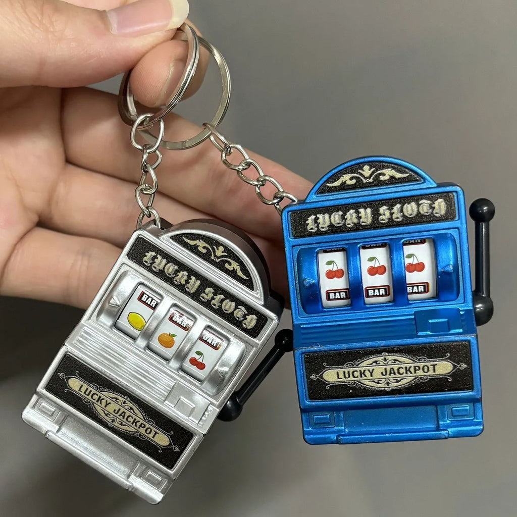Simple Fashion Trend Keychain Toy Fruit Machine Slot Machine Keychain Personalized Creative Car Pendant Key Ring GiftAccessories