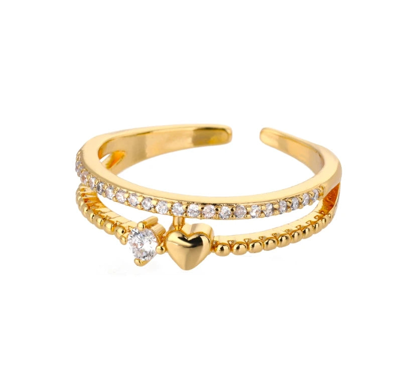 Cute Heart Rings For Women Stainless Steel Gold Color Spiral Twist Finger Ring Aesthetic Wedding Jewelry Anniversary Gift